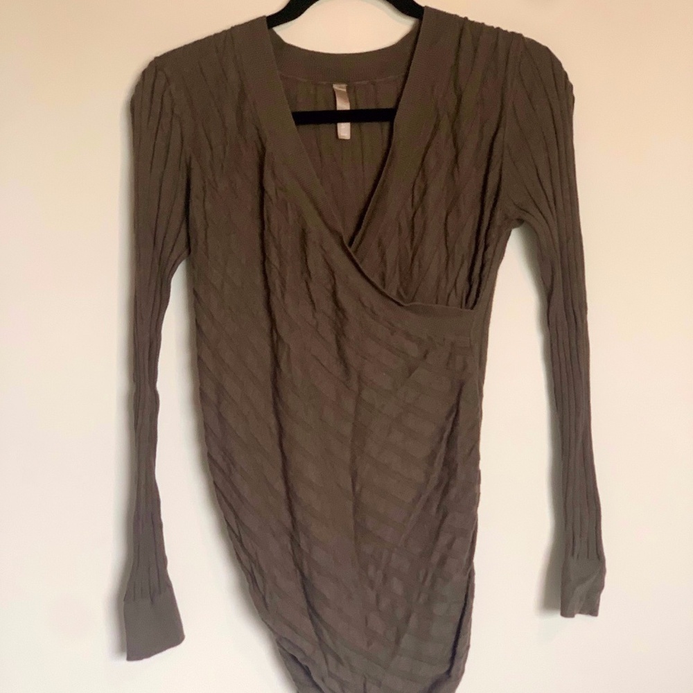 THYME Maternity Dark Army Green Cross Wrap Sweater SIZE M
